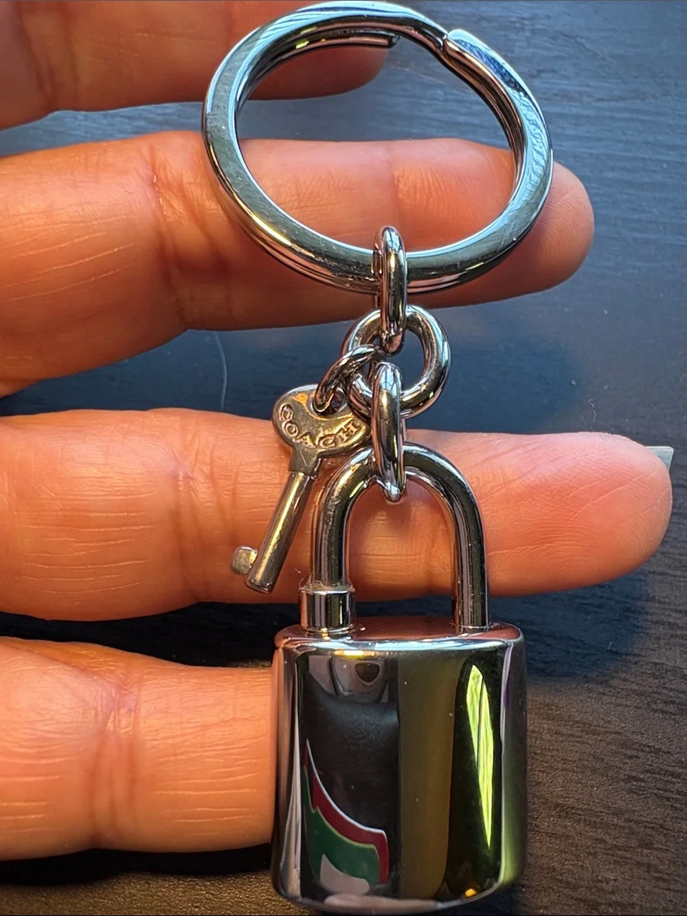 Coach Silver Padlock Keychain Key & Card Holder